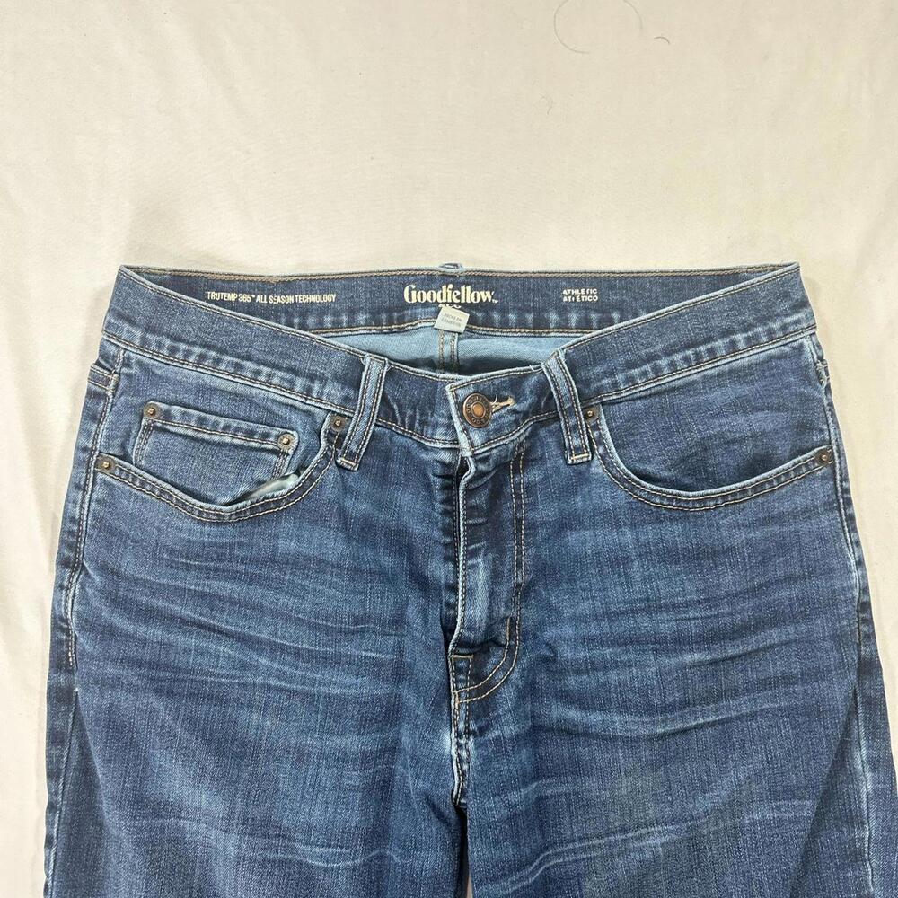 Goodfellow & Co. Athletic Fit TruTemp 365 Jeans in classic dark indigo wash. - Picture 2 of 5